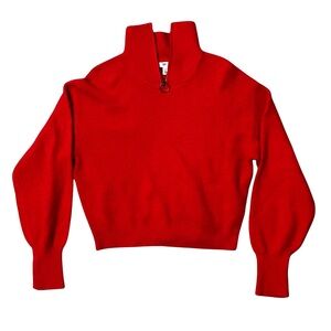 bp Red Half-Zip Cropped Turtleneck Sweater